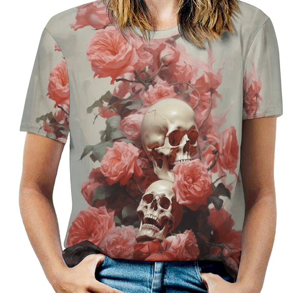 Skull T Shirts Basic T-Shirt Short Sleeve Ladies Tee Shirt Summer Graphic Clothing
