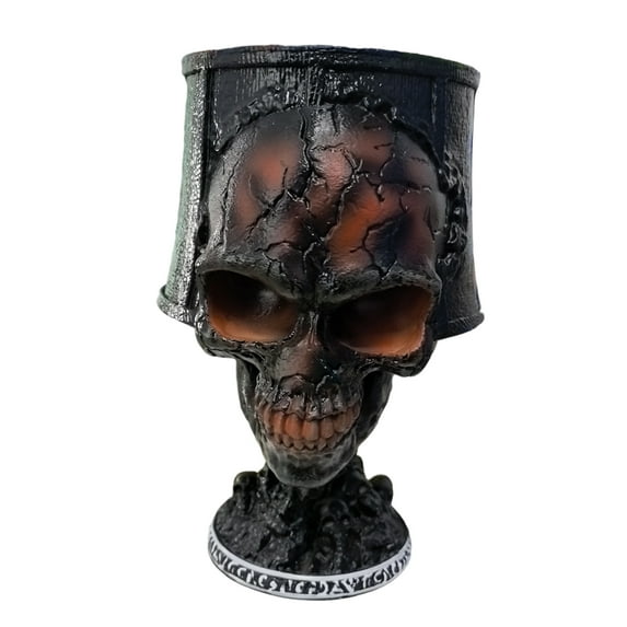 Skull Table Lamp with LED Light, Unique Gothic Decor for Bedroom, Living Room, Halloween, Spooky Nightstand Lighting