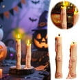 thumbnail image 1 of Skull Taper Candles Set - Halloween Candlesticks for Table Decor, Unscented Dripless Tapered Candles for Spooky Indoor Lighting & Centerpieces, 1 of 7