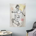 thumbnail image 1 of Skull Tapestry, Punk Rocker Skeleton Boy on a Skateboard Skiing with Abstract Background, Wall Hanging for Bedroom Living Room Dorm Decor, 40W X 60L Inches, Pale Grey and Cream, by Ambesonne, 1 of 2