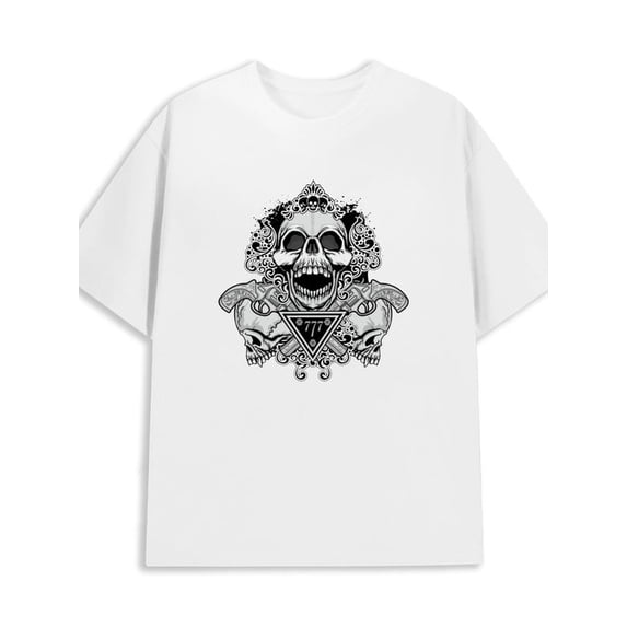 Greenink Skull Tattoo Tee for men 180G 100% Cotton white Original Unisex Shirt Cotton tshirts Trendy Unisex Shirt Cotton tshirts Vintage Unisex Shirt Crewneck tshirts