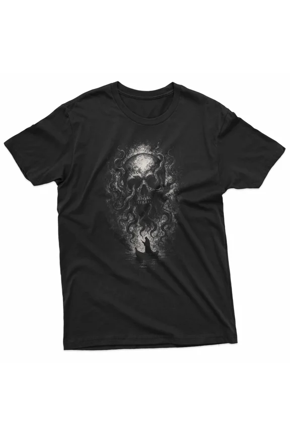Skull Tentacles Mythology Charon Hades Goth Horror Aesthetic T-Shirt