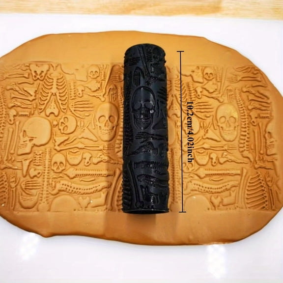 Skull Texture Roller for Polymer Clay - Gothic Craft Tool