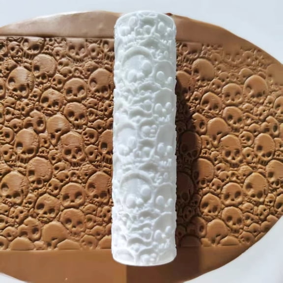 Skull Texture Roller for Polymer Clay - Gothic Craft Tool