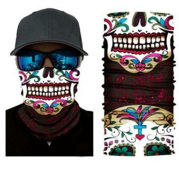 Skull Themed Face Balaclava Scarf Neck Fishing Shield Sun Gaiter Headwear Mask