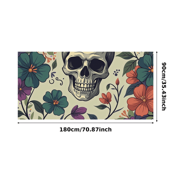 Skull Themed Floral Banner Backdrop Background Party Decorations for Halloween Events Photography Props Festival Celebrations