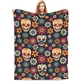 thumbnail image 1 of Skull Throw Blanket Mexican Sugar Skulls Blanket Home Decor Perfect for Couch Sofa Couch Living Room Bed Camping Travel Blankets All Season Microfiber 60"x80" Skull Gifts for Women Men Adults Kids, 1 of 6