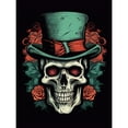thumbnail image 1 of Skull Top Hat and Roses Tattoo Ink Body Art Rockabilly Americana 50s Large Wall Art Poster Print Thick Paper 18X24 Inch, 1 of 3