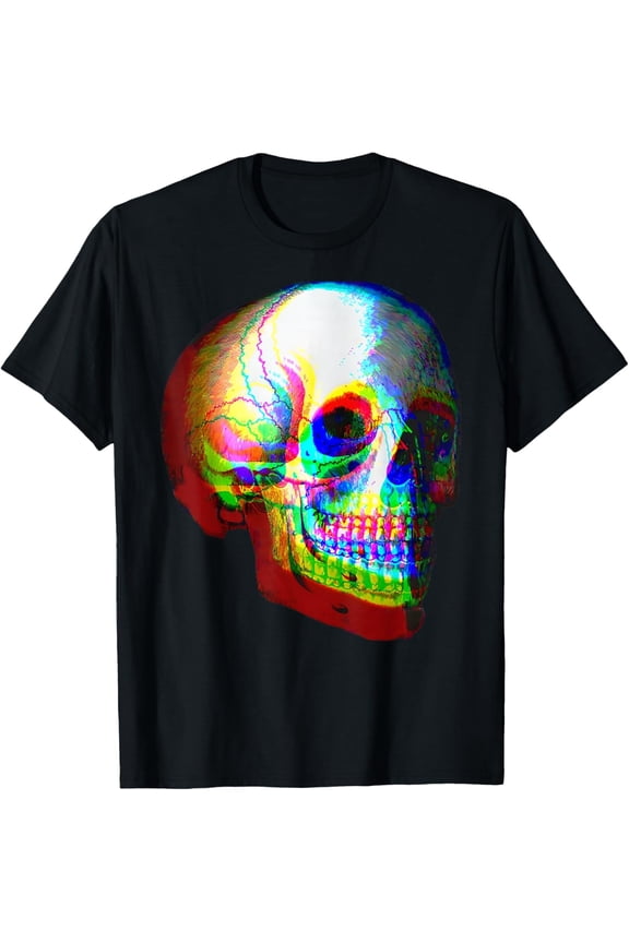 Skull Trippy Vaporwave Halloween Techno Rave Edm Music Party T-Shirt
