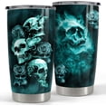 thumbnail image 1 of Skull Tumbler 20oz Gift for Men Women Stainless Steel Vacuum Insulated Coffee Travel Mug Cup Gothic Tumblers Stuff Gift for Birthday, 1 of 6