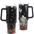 thumbnail image 1 of Skull Tumbler with Handle and Straw 40 oz Gothic Skull Coffee Travel Mug Insulated Cup Skull Stuff Gifts for Women for Halloween Goth Decor, 1 of 6