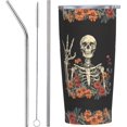 thumbnail image 1 of Skull Tumbler with Lid and Straw 20 OZ Stainless Steel Travel Coffee Mug Double Wall Insulated Cup Leakproof for Car Sports Cafe Office, 1 of 7