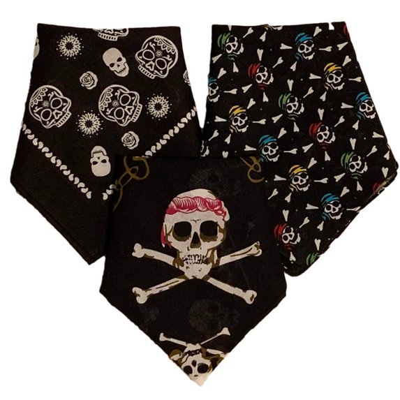 Skull Unisex 100% Cotton Multifunctional Bandana Head Wrap Multi-Packs, 3 Pieces Set