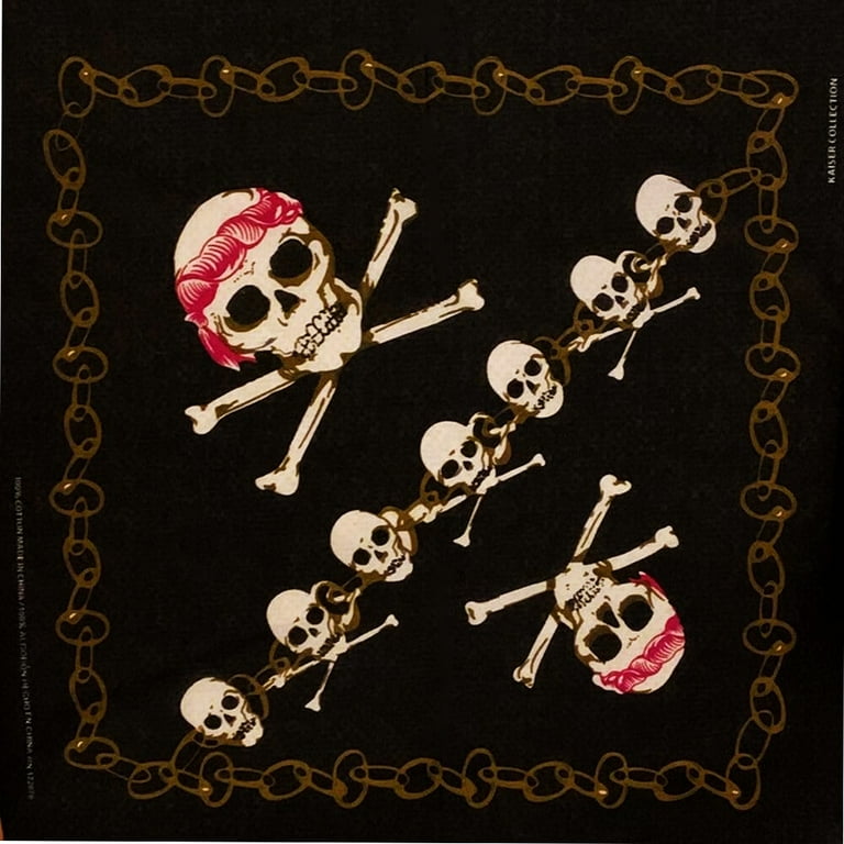 Couver Skull Unisex 100% Cotton Bandana, Face Mask Protection