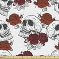 thumbnail image 1 of Ambesonne Halloween Fabric by the Yard Upholstery, Roses Gothic Skull, 3 Yards, Grey, 1 of 4