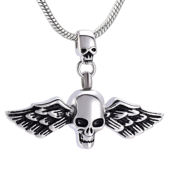 Skull Urn Necklace for Ashes for Pet Human Stainless Steel Cremation Jewelry Memorial Ash Keepsake Gift for Loved One
