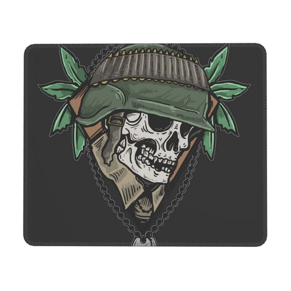 Skull Veteran Army Leaf Mouse Pad Non-Slip Rubber Gaming Mousepad Rectangle for Computers Laptop 7 x 8.6 in
