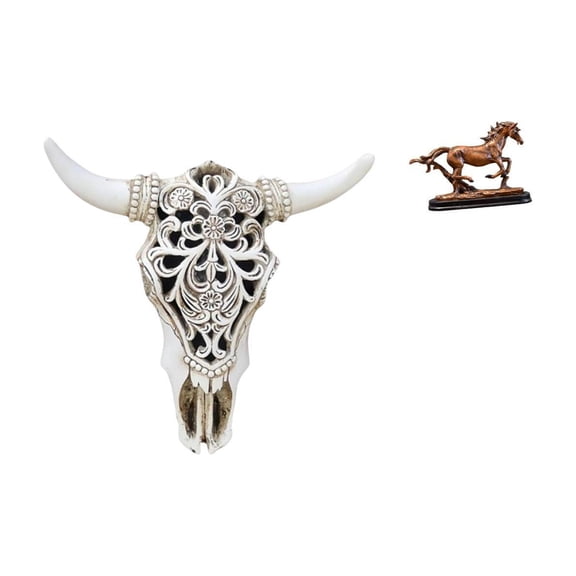 Skull Wall Sculpture Cow Head Ornament Resin Durable Design for Farmhouse Office Living Room Display