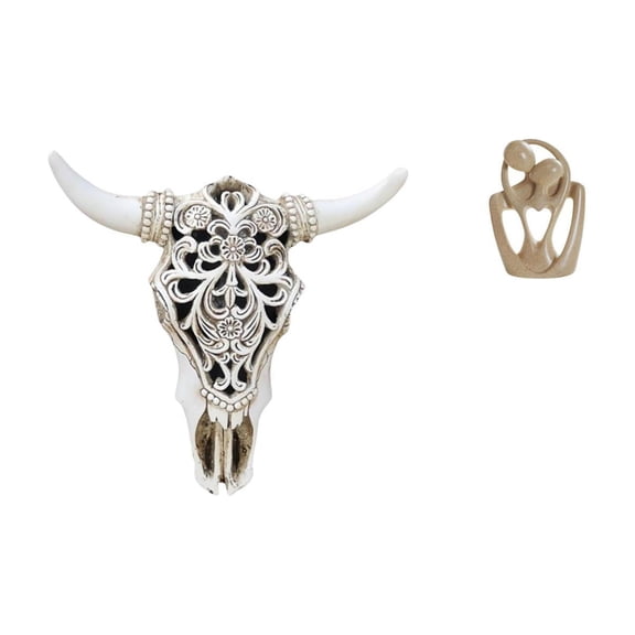 Skull Wall Sculpture Cow Head Wall Decor Abstract Statue Artistic Resin Ornament for Farmhouse Bedroom Office