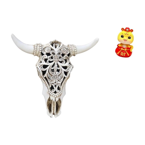 Skull Wall Sculpture Resin Cow Head Decor Snake Statue Durable Resin Material for Living Room Office Display