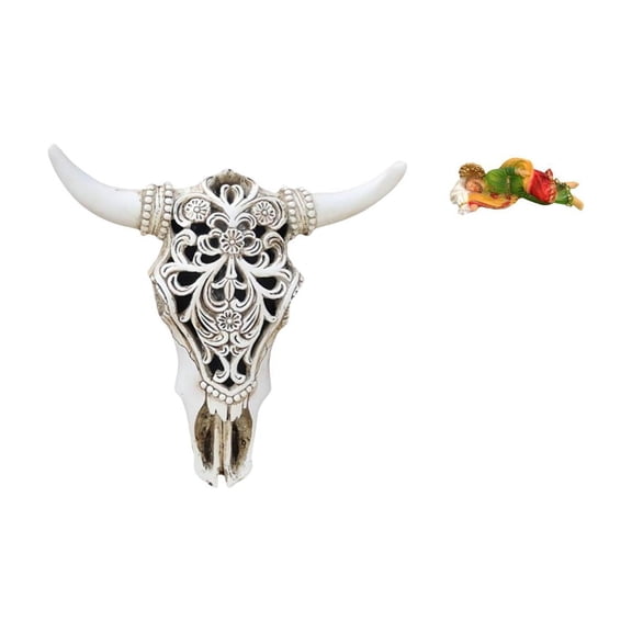 Skull Wall Sculpture Resin Cow Head Home Decor Statue Unique Resin Design for Living Room Bedroom Office Display