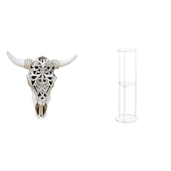 Skull Wall Sculpture Resin Cow Head Wall Decor Round Side Table Acrylic Design for Family Restaurant Corridor