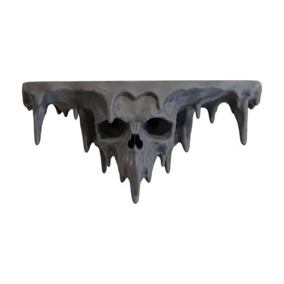Skull Wall Shelf, Gray Floating Shelf for Dark Home Decor | 3D Skull Design Floating Shelf, Perfect for Displaying Small Decor, Collectibles and Unique Home Accent