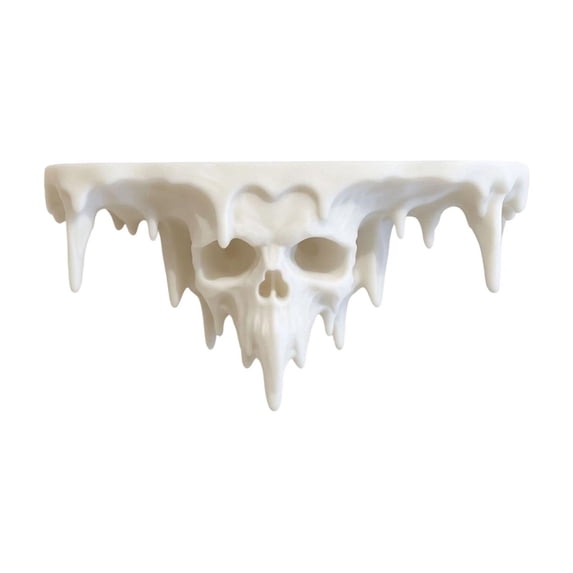 Skull Wall Shelf, White Floating Shelf for Dark Home Decor | 3D Skull Design Floating Shelf, Perfect for Displaying Small Decor, Collectibles and Unique Home Accent