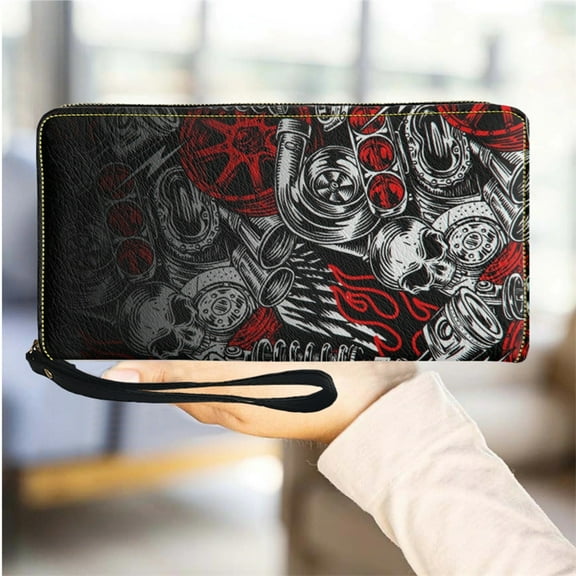 Skull Wallets Woman Casual Fashion Zipper Women's Leather Wallet for Women Multifunction PU Leather Purse Card Holder Girls Bag