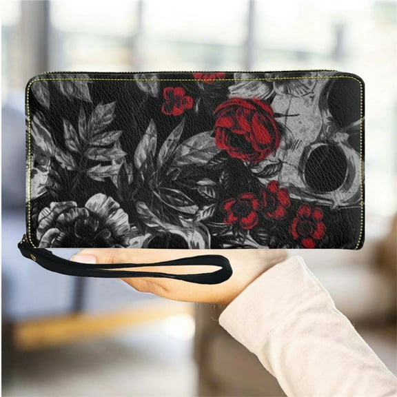 Skull Wallets Woman Casual Fashion Zipper Women's Leather Wallet for Women Multifunction PU Leather Purse Card Holder Girls Bag