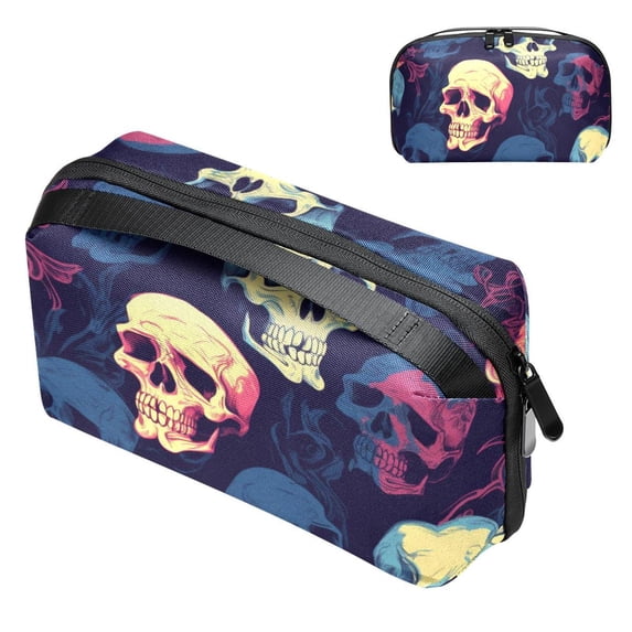 Skull Waterproof Oxford Cloth Storage Box for Electronic Devices - 5.9x9.44x3.14 Inches - Travel Organizer and Cord Organizer for Small Electronics - Easy to Use
