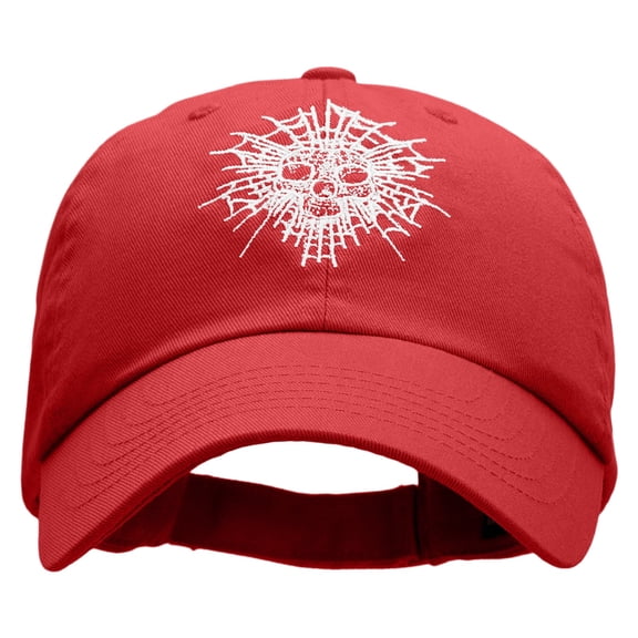 Skull Web Low Profile Washed Cap - Red OSFM