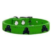 Skull Widget Genuine Leather Dog Collar Size 24 Emerald Green