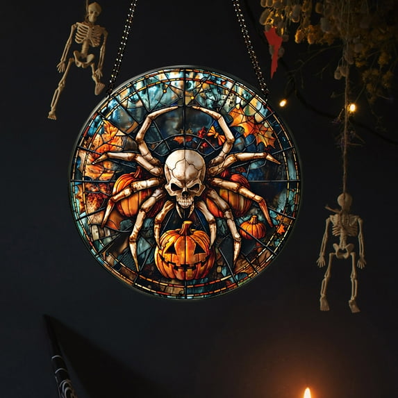 Skull Window Decor,Luminous Skull Window Decor Window Suncatcher Hanging Ornaments Wall Art,11.8''Colorful Acrylic Home Decor Halloween and Christmas Decoration Gifts