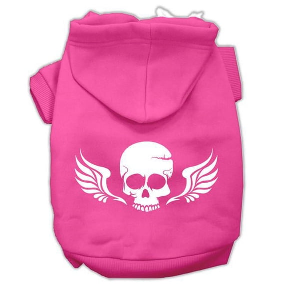 Skull Wings Screen Print Pet Hoodies, Bright Pink - Small - Size 10