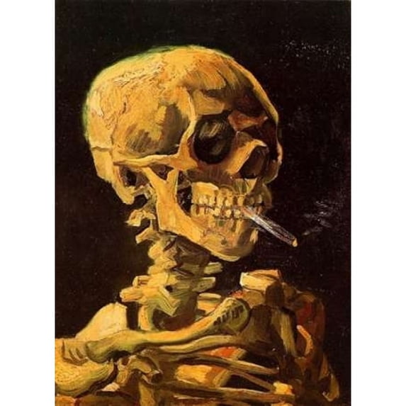 Skull With Burning Cigarette Poster Print by Vincent Van Gogh