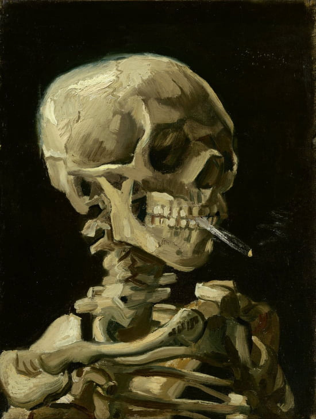 Skull With Cigarette Canvas Art - Vincent Van Gogh (18 x 24)