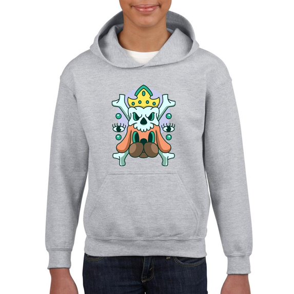 Skull With Dog Modern Style Hoodie Juniors -Image by Shutterstock, Medium