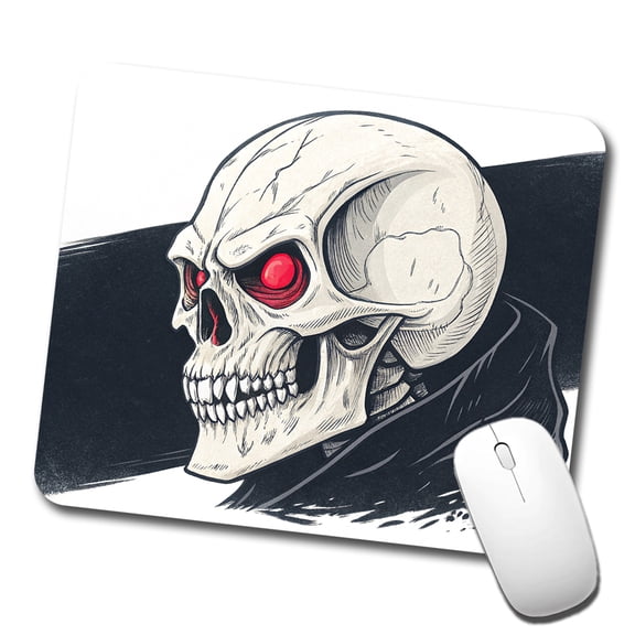 Skull With Red Eyes Menacing Mouse Pad Low Profile Gaming Mat