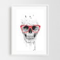 thumbnail image 1 of Skull With Red Glasses - Illustration Skull Modern Art Humor Line Art Pop Art Surrealism White Framed Wall Art Print 20 x 30 inches, 1 of 1
