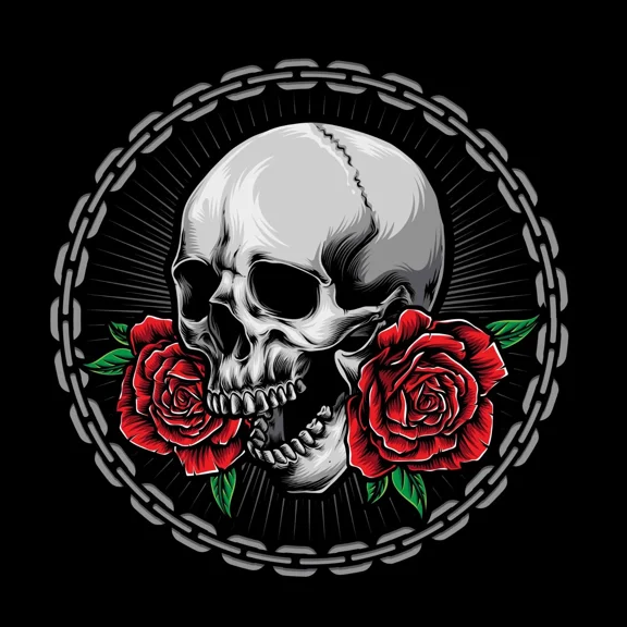 Skull With Roses Embroidered Patch Iron-On Sew-On For Jackets Bags Clothes 4X4"