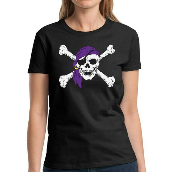 Skull Women Shirt Jolly Roger Pirate Graphic Tee Dia de Los Muertos