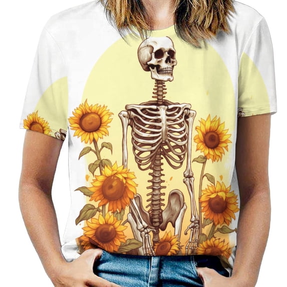 Skull Women T-Shirt Classic O Neck T-Shirts Short-Sleeve Trendy Animal Print Design Tshirt Casual Clothing