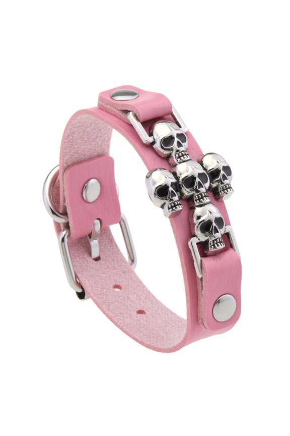 Adjustable Gothic Skull Cuff Wristband Soft PU Leather Unisex Jewelry Perfect For Layering Punk Accessories