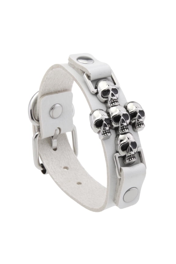 Adjustable Gothic Skull Cuff Wristband Soft PU Leather Unisex Jewelry Perfect For Layering Punk Accessories