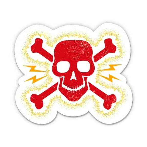 Skull Zap Electric Lighting Bolts - 5" Vinyl Sticker - For Car Laptop I-Pad - Waterproof Decal