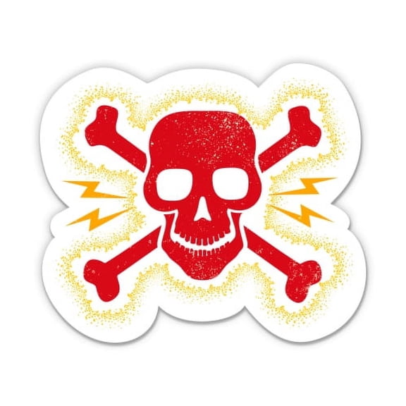 Skull Zap Electric Lighting Bolts - 8" Vinyl Sticker - For Car Laptop I-Pad - Waterproof Decal
