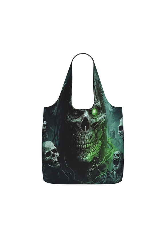 Skull Zombies Ghost Death Skulls Foldable Reusable Shopping Bag Large Capacity Tote Handbag Storage Pouch for Travel Work