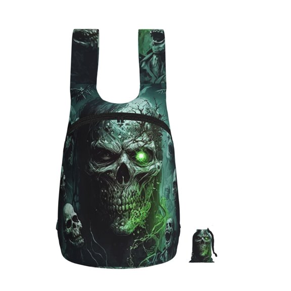 Skull Zombies Ghost Death Skulls Foldable Storage Backpack Lightweight Packable Travel Daypack for Shopping Commuting Hiking