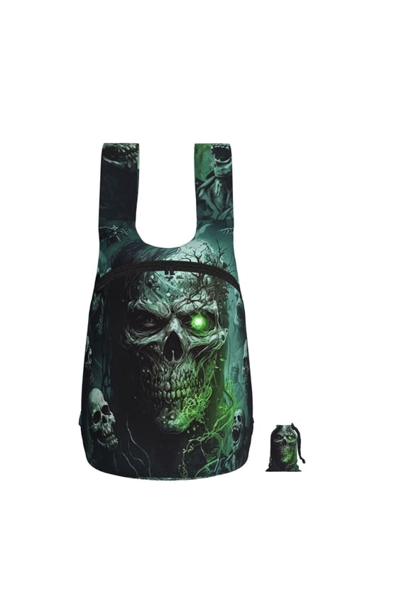 Skull Zombies Ghost Death Skulls Foldable Storage Backpack Lightweight Packable Travel Daypack for Shopping Commuting Hiking